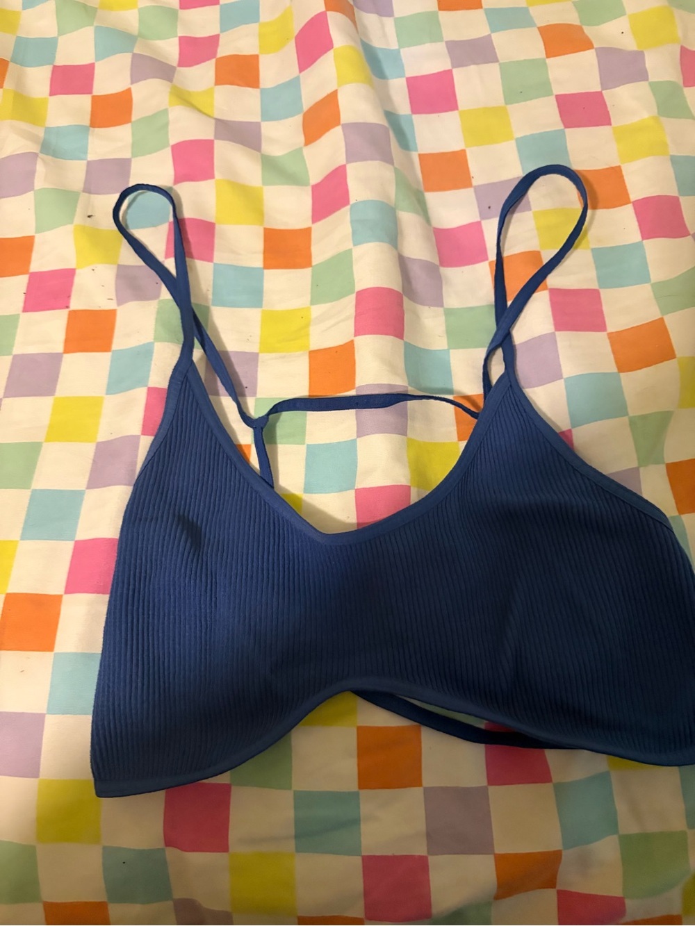 Free People Royal Blue Ribbed Strappy Bralette